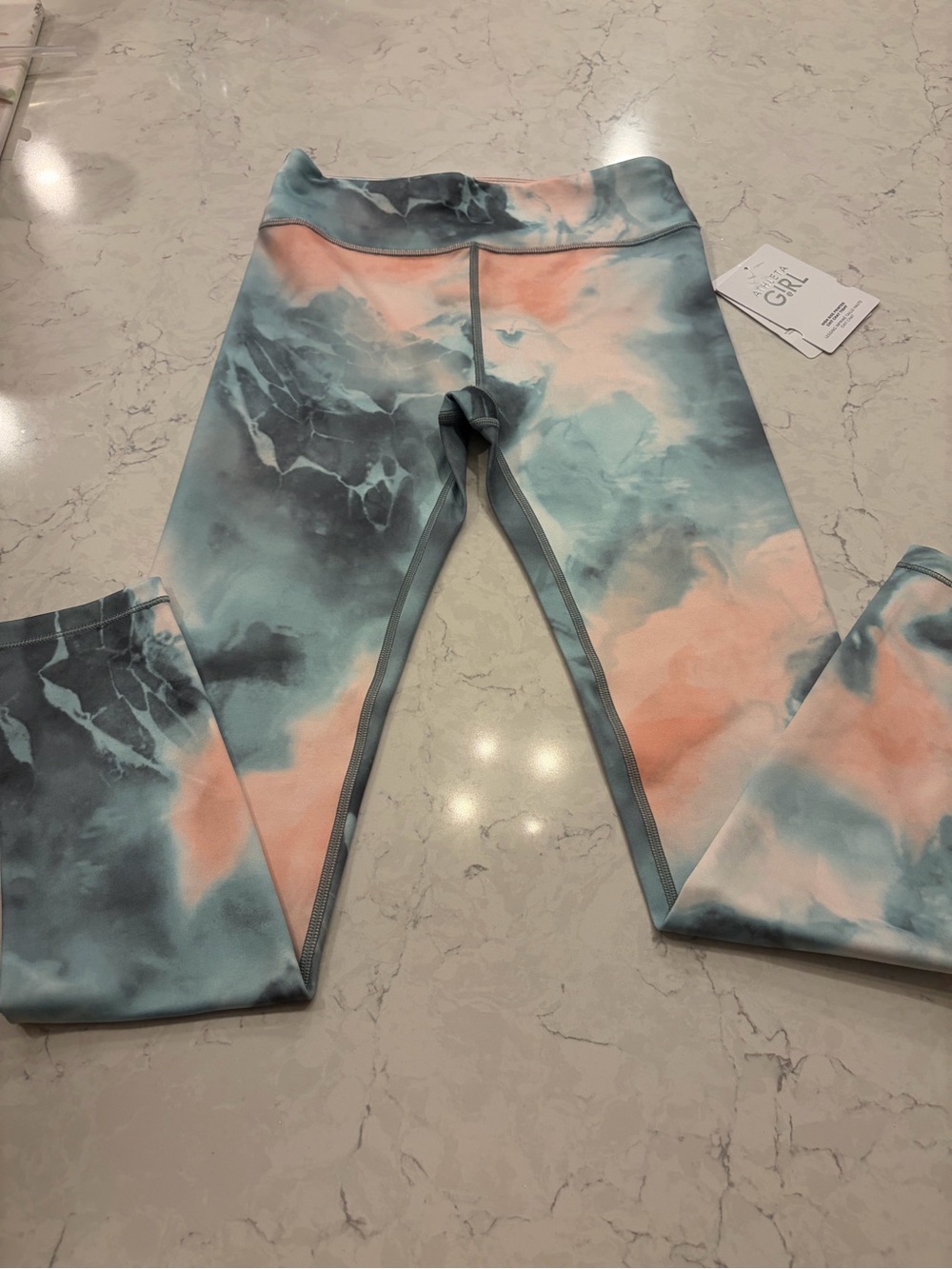 Athleta Girls Tie-Dye Leggings - Coral & Teal